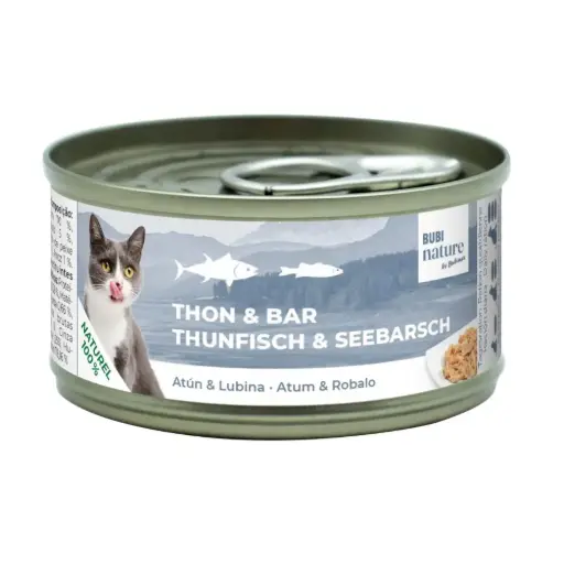 [J25100055] Boîte chat Bubi Nature thon et bar (70 g) - Bubimex